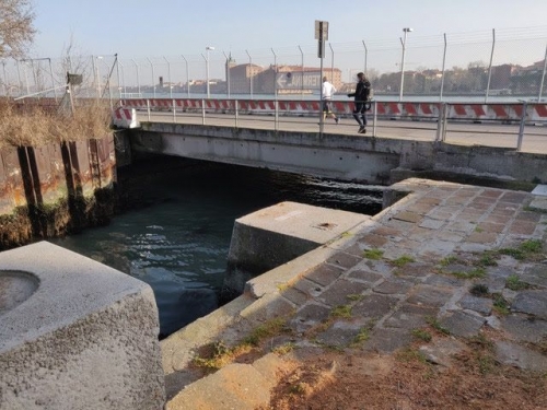 Via ai lavori di ricostruzione di Ponte San Nicolò a Venezia